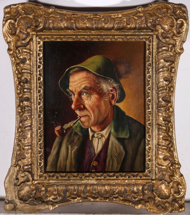 Walter Roessler (1893-1960) - German School Oil, Man with a Pipe