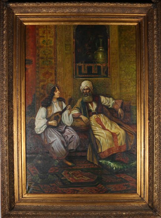 Manner of Rudolf Ernst (1854-1932) - 20th Century Oil, Woman Playing An Oud