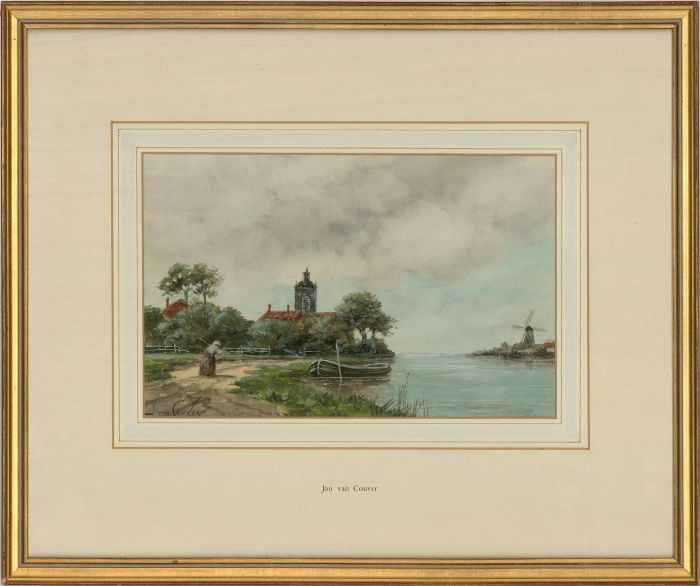 Jan van Couver (Hermanus Koekkoek Jr.) - 19thC Watercolour, Dutch Riverside