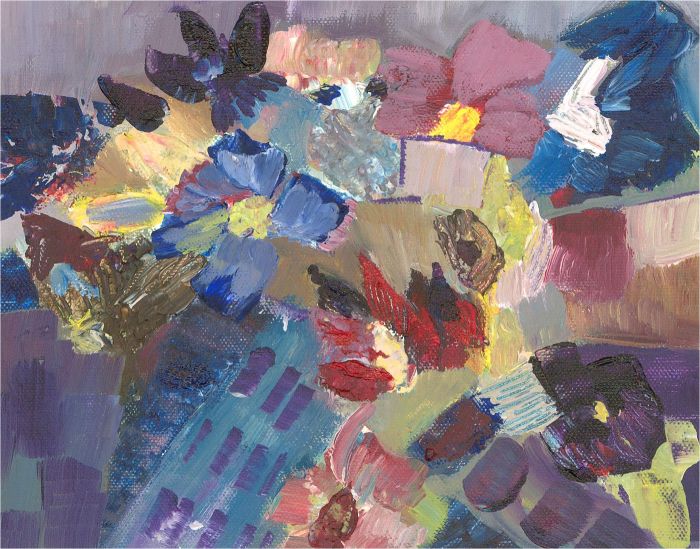 Mid 20th Century Oil - Abstract if Flowers