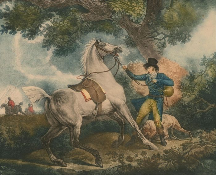 Debucourt after Vernet - 19th Century Engraving, Horse Frightened by Lightning