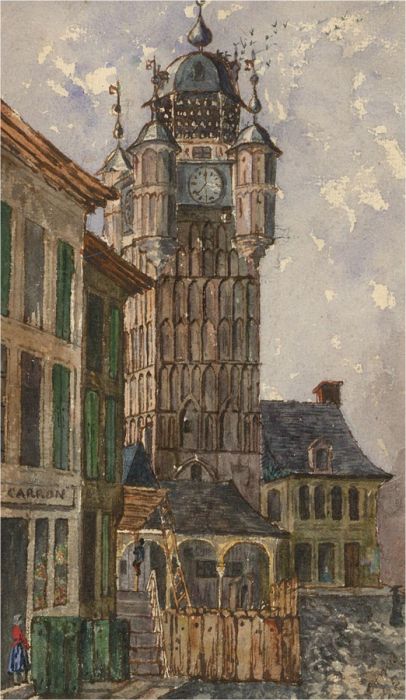 A Pair of 1865 Watercolour - French Architectural Scenes