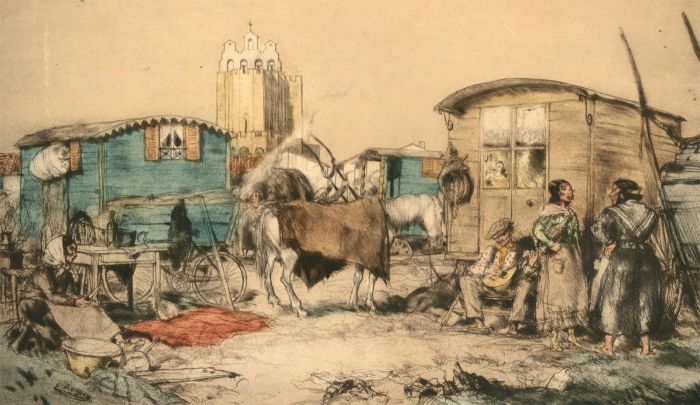 Armand Coussens (1881-1935)  - Early 20th Century Etching, Traveller Camp