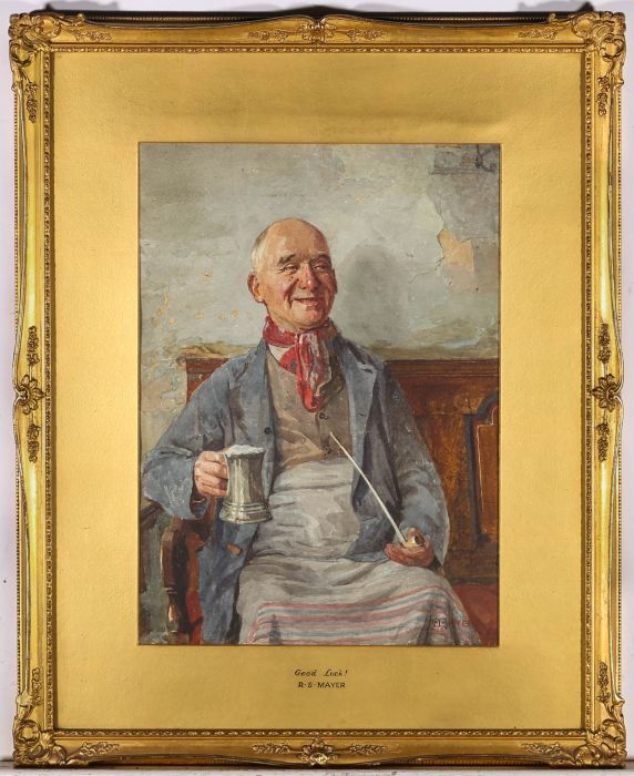 R. S. Mayer (fl.1911-1930) - 1925 Watercolour, Good Luck!
