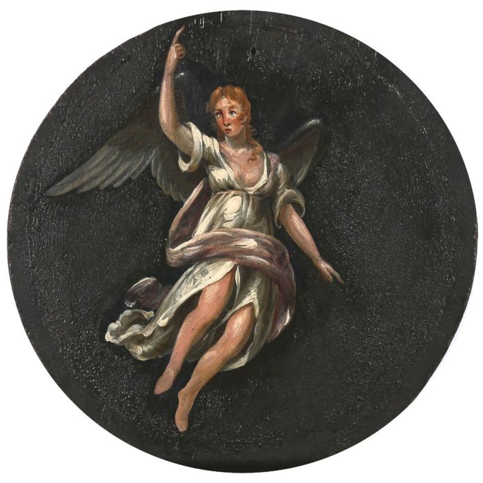 Early 19th Century Oil - Tondo of The Archangel Jophiel