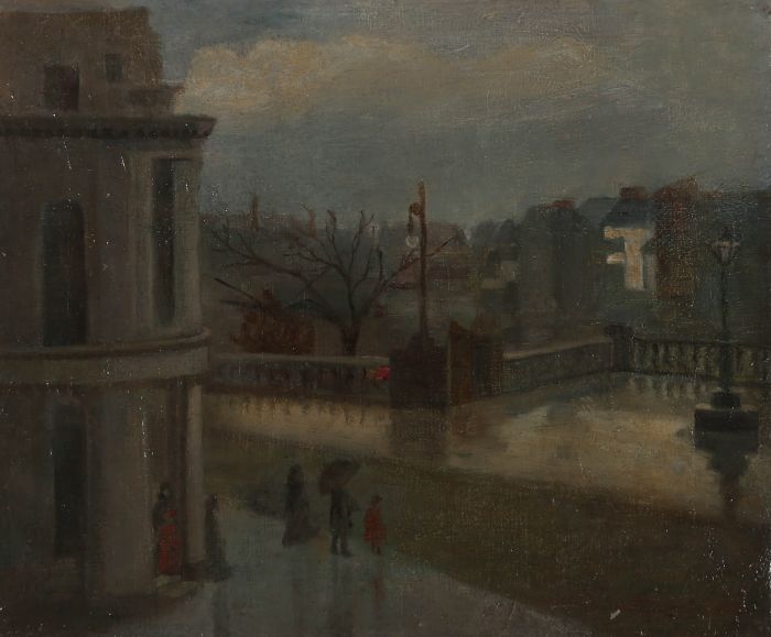 Mary Findlay  - Scottish School Early 20th Century Oil, A Rainy Day