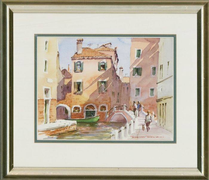 Garrick Tremain b.1941 - Signed Watercolour, Rio de le Romite, Venice