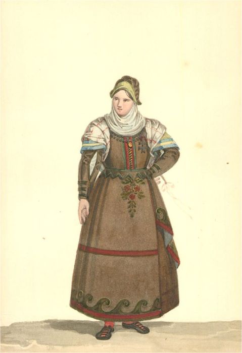 Circle of F de Brocktorff - 1827 Gouache, The Lady from Avila