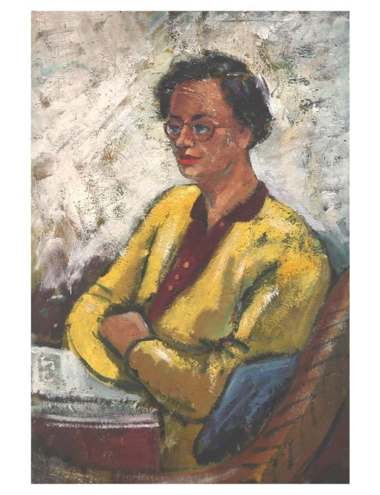 20th Century Oil - Woman in a Yellow Cardigan