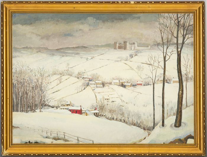 20th Century Oil - Castle on a Snowy Day
