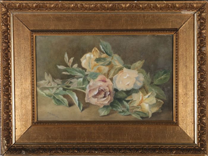 A. M. Wellington  - Early 20th Century Watercolour, Tea Roses