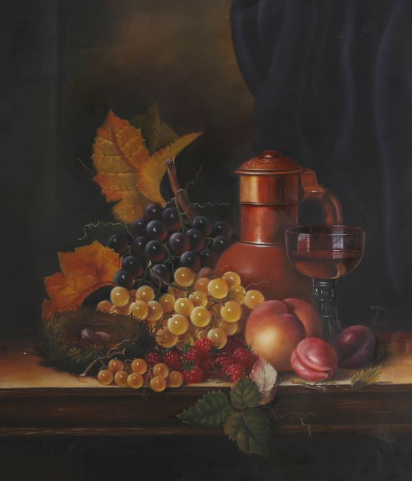20th Century Oil - Still Life with Grapes and Raspberries