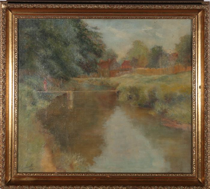 E. Beckwith - 1942 Oil, Figure By The River