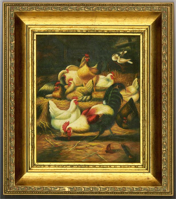 Hunt  - c.1930 Oil, The Chicken Coop