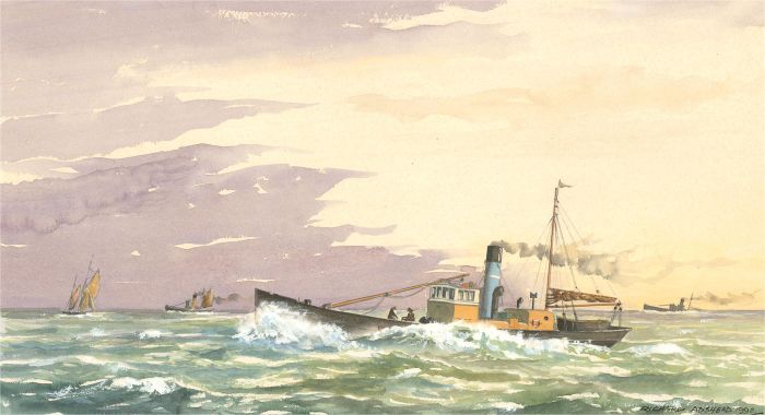 Richard Adshead (1919-2003) - Signed 1992 Watercolour, Drifters Putting to Sea