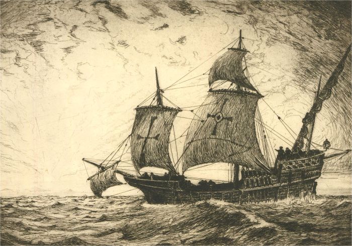 Alexander H. Kirk (1871-1950) - Signed Early 20th Century Etching, Santa Maria