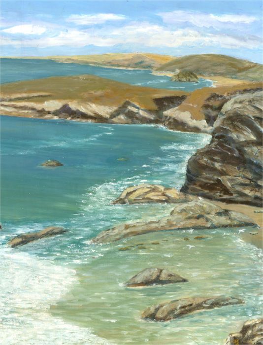 Tom Reeves - Monogrammed Mid 20th Century Oil, Coastal Cliffs