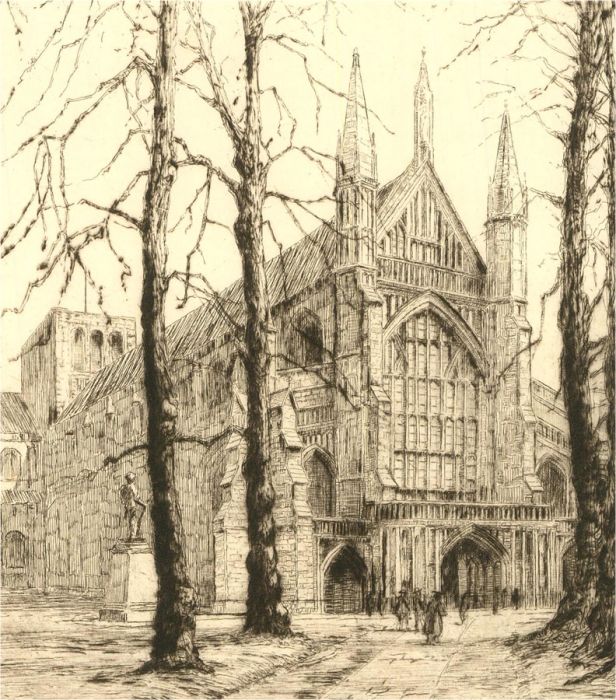 Dorothy J. Sweet - Early 20th Century Etching, Winchester Cathedral