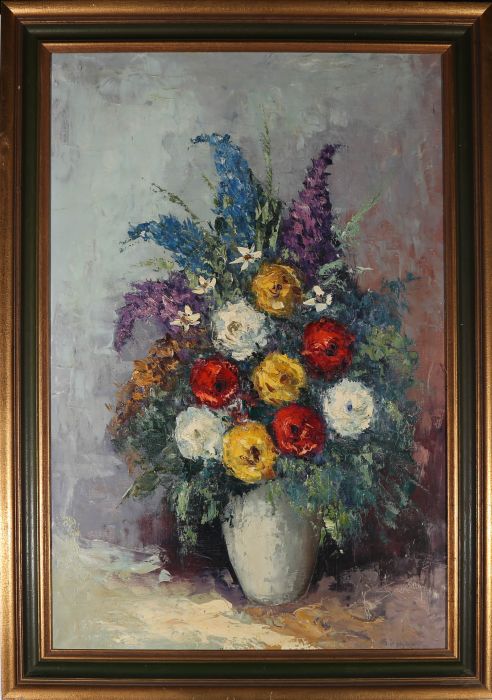 F. Szekelly  - Hungarian School 20th Century Oil, Hyacinth and Roses