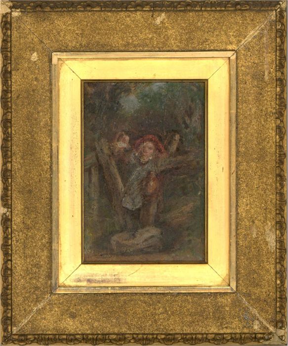 Late 19th Century Oil - Child at the Turnstile