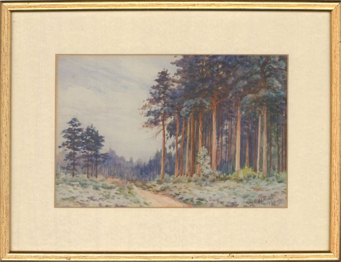 V. I. Hull - 1936 Watercolour, Pine Forest