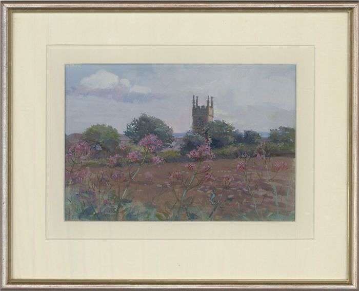Barbara Wills (1924-2013) - 20th Century Watercolour, Church At Perranuthnoe