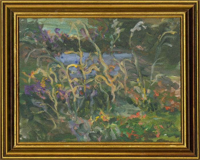 A. Lindbury  - 20th Century Oil, The Garden Pond