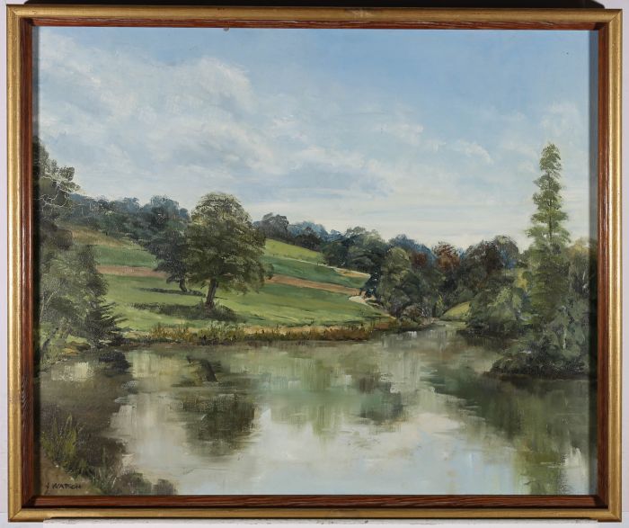 Jill Watson - Mid 20th Century Oil, Priory Lake, Nutfield Estate