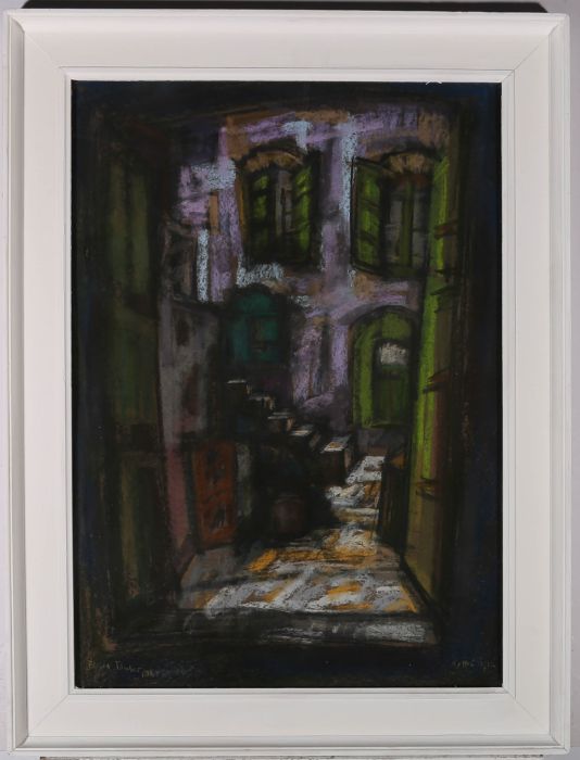 Blanka Tauber (1910-1989) - 1961 Pastel, Czechoslovakian Street