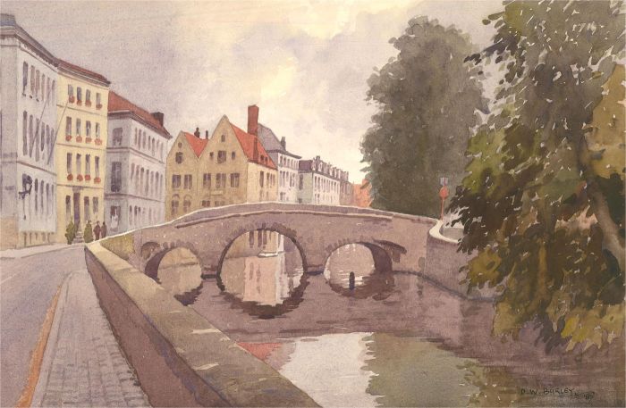David William Burley (1901-1990) - 1987 Watercolour, French Riverside