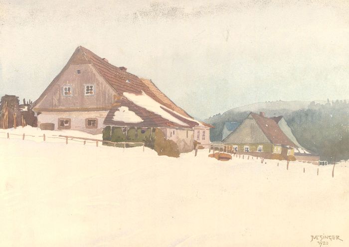 Singer - 1920 Watercolour, Winter on the Farm