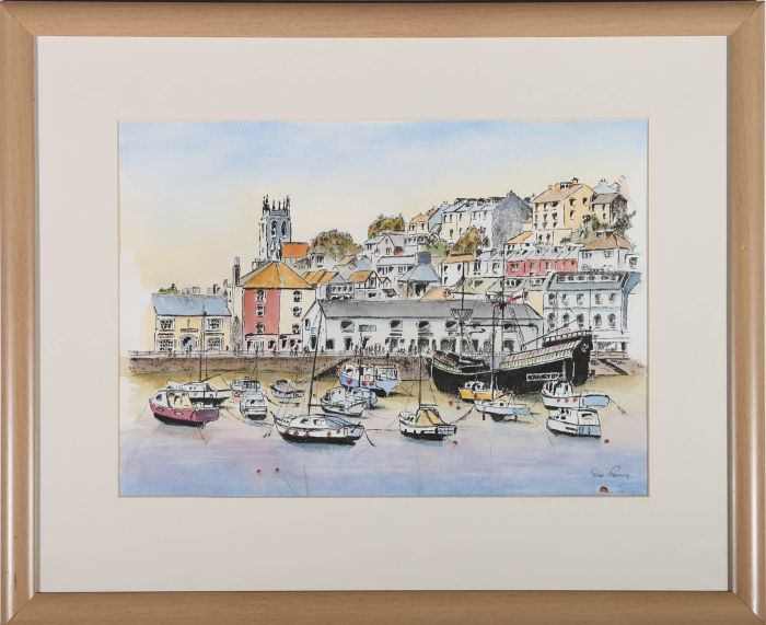 Des Perry  - Framed Contemporary Watercolour, Brixham Harbour