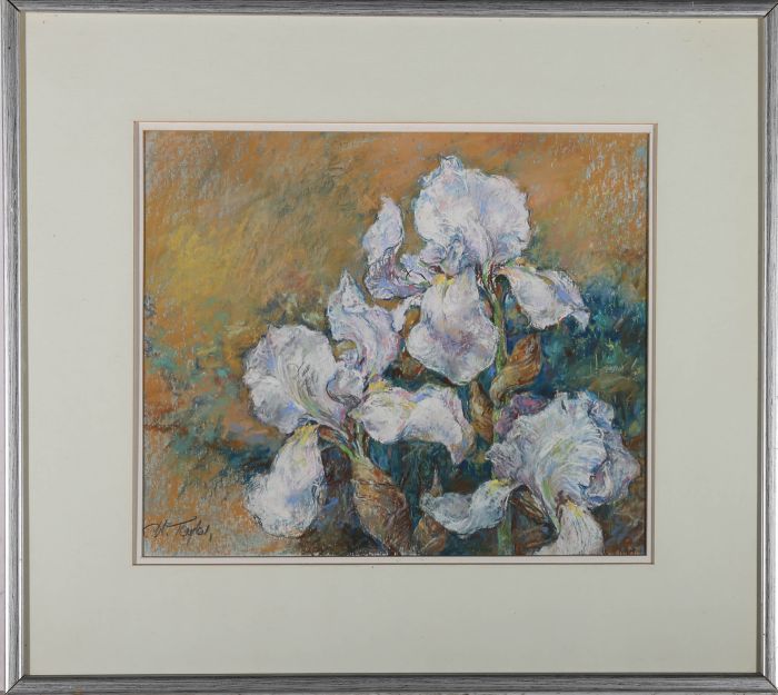 Framed 20th Century Pastel - Irises