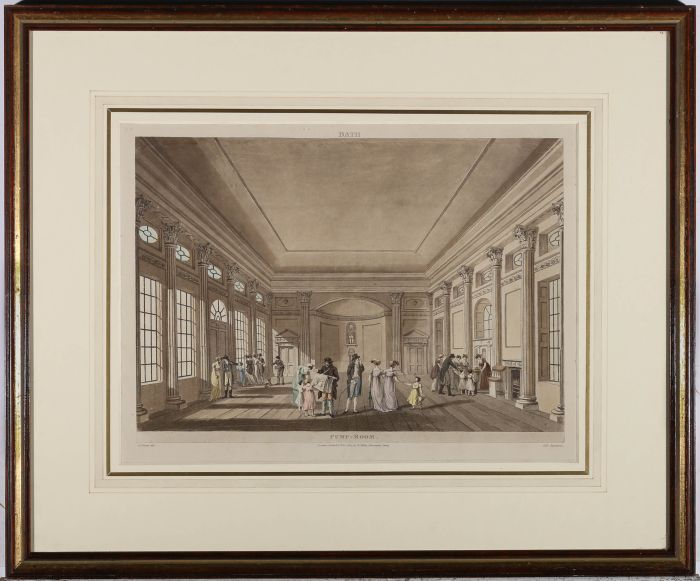 John Hill after John Claude Nattes - Early 19th Century Aquatint, Pump Room