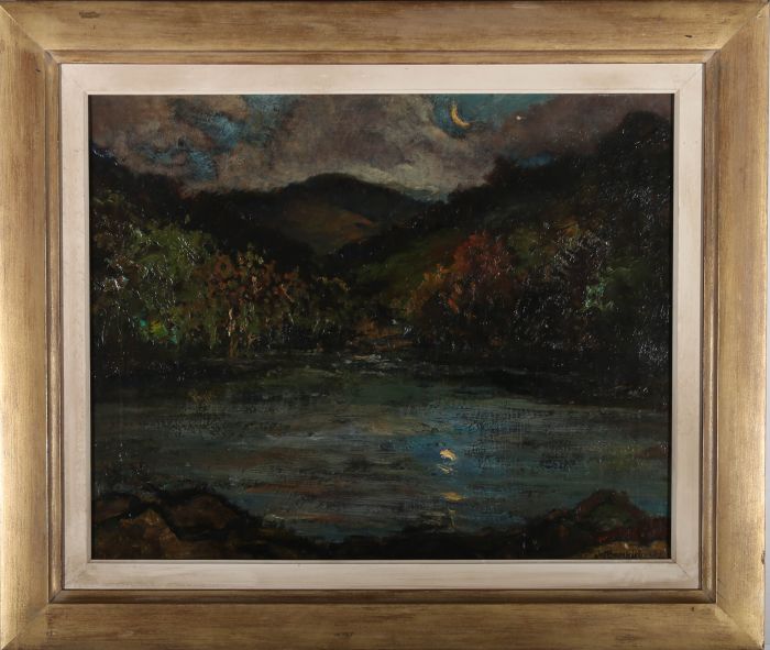 William Thornton Brocklebank (1882-1970) - Early 20th Century Oil, Moonlit Lake