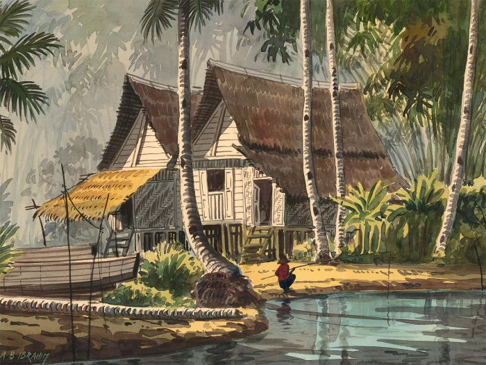 Abu Bakar Ibrahim (1925-1977) - Mid 20th Century Watercolour, Morning Fishing