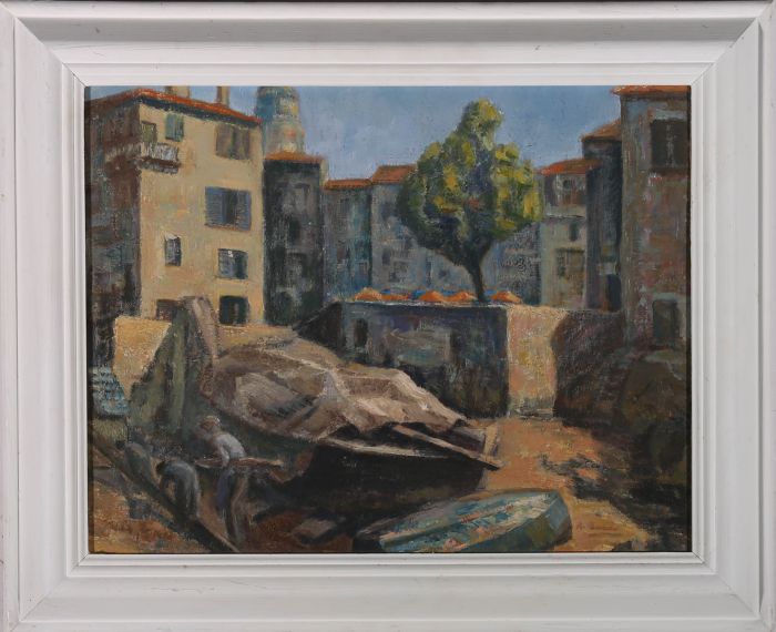 Alma W. Bass  - Mid 20th Century Oil, End of the Fishing Day