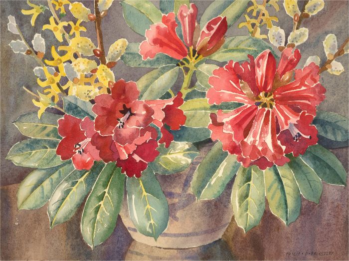 Philip Collingwood Priestley (1901-1972) - Watercolour, Red Flowers