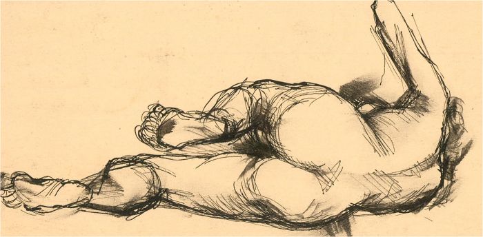 20th Century Pen and Ink Drawing - Trio Of Nude Studies I