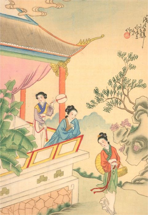 20th Century Watercolour - Geisha On The Balcony