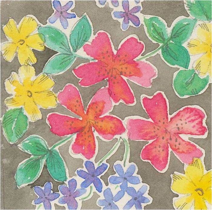 20th Century Watercolour - Set of Six Floral Squares
