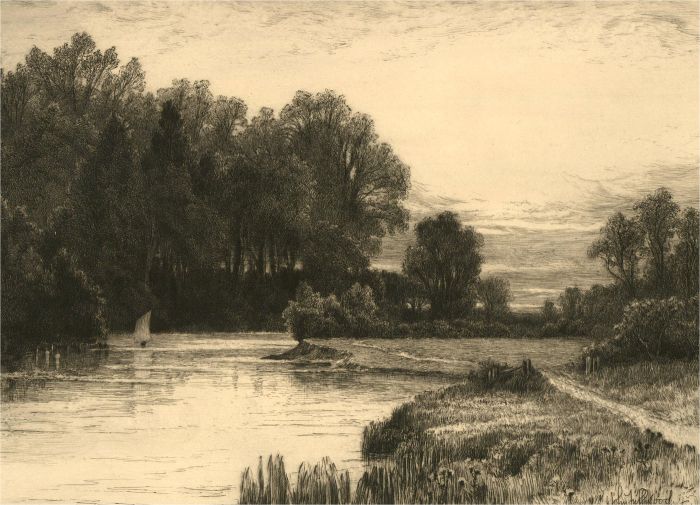 John Fullwood RI RBA (1854-1931)- Signed Etching , On The Banks Of The River