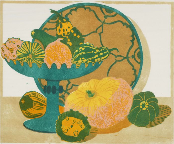 Penny Berry Paterson (1941-2021) - Contemporary Linoprint, Squashes and Pumpkins
