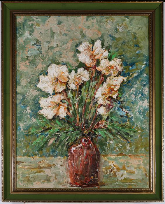 Felix F. - 20th Century Oil, Impasto Flowers