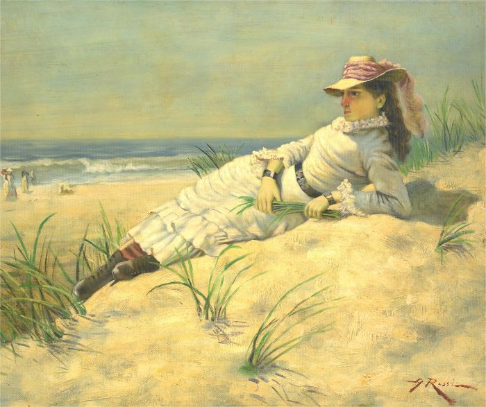 Manner of Alberto Rossi (1858-1936) - Early 20th Century Oil, Woman On The Dunes