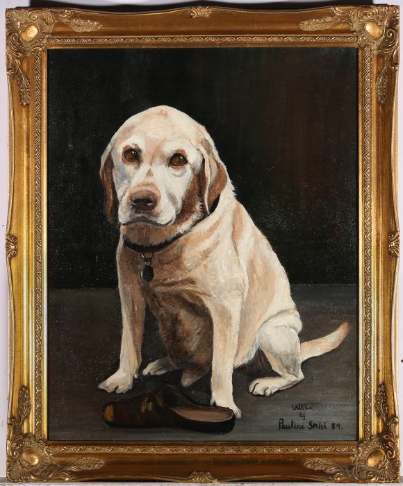 Pauline Smick - 1989 Oil, Portrait Of A Doleful Labrador