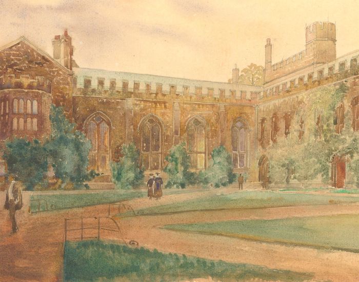 S.O - Monogrammed 1918 Watercolour, Balliol College, Oxford