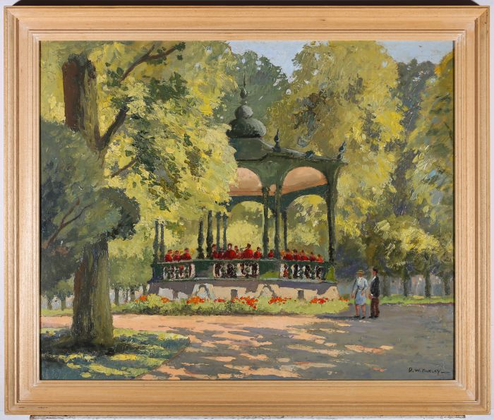 D.W. Burley (1901-1990) - Signed Mid 20th Century Oil, The Bandstand