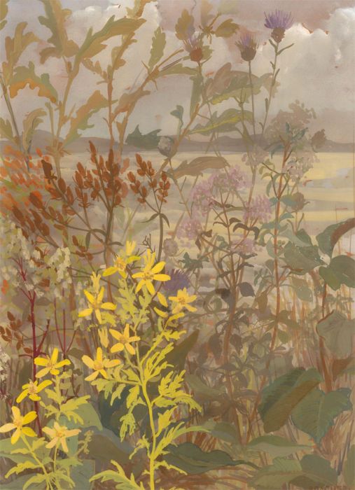 Bracher - 20th Century Gouache, View Through the Hedge