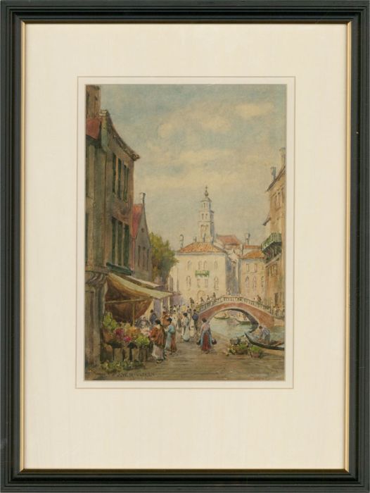Joseph W Milliken (1865-1945) - Framed, Venice Flower Market